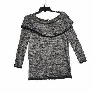 ✨Democracy XS Womens Large Cowl Neck Knit Top Tunic Gray Black Soft Comfortable✨